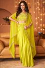 Lemon Yellow Crepe Embroidered Indo-Western 3 Piece Set