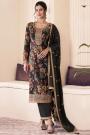 Black Chinon Silk Printed & Embroidered Kurta Set