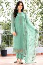 Mint Organza Chiffon Embroidered Kurta Set