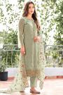 Sage Green Organza Chiffon Embroidered Kurta Set