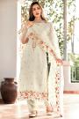 Ivory Organza Chiffon Embroidered Kurta Set