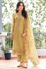 Mustard Organza Chiffon Embroidered Kurta Set