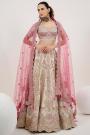 Ivory & Blush Pink Silk Embroidered & Handworked Lehenga Set