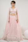 Soft Pink Georgette Embroidered & Handworked Lehenga Set