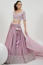 Lavender Pink  Georgette Embroidered & Handworked Lehenga Set