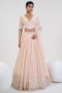 Soft Peach Georgette Embroidered & Handworked Lehenga Set