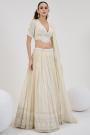 Ivory Georgette Embroidered & Handworked Lehenga Set