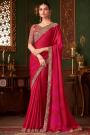 Red Chiffon Embroidered Saree