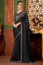 Black Silk Chiffon Embroidered Saree