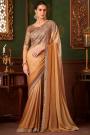 Sunset Orange Ombre Chiffon & Satin Embroidered Saree