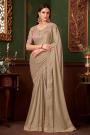 Beige Golden Silk Georgette Embroidered Saree