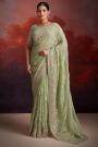 Pastel Green Organza Silk Embroidered Saree