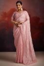 Blush Pink Organza Silk Embroidered Saree