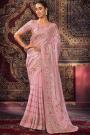 Pale Pink Georgette Embroidered Saree