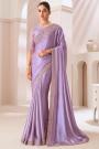 Lavender Satin Chiffon Embroidered Saree