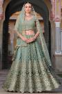 Sage Green Net Embroidered Lehenga Set