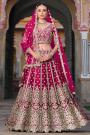 Magenta Pink Net Embroidered Lehenga Set