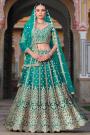 Turquoise Net Embroidered Lehenga Set