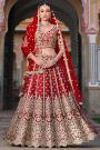 Red Net Embroidered Lehenga Set