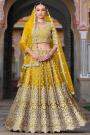 Yellow Net Embroidered Lehenga Set