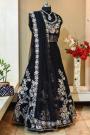 Black Organza Silk Embroidered Lehenga Set