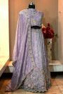 Pastel Purple Organza Silk Embroidered Lehenga Set