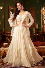 Stunning Lehenga Saree Fusion Ivory Georgette Embroidered 3 piece Set