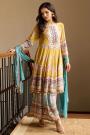 Mustard & Multicolor Silk Printed & Embroidered Sharara Kurta Set