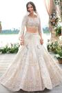 Pearl White Net Embroidered Lehenga Set