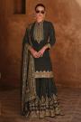 Black Crepe Silk Embroidered Sharara Kurta Set