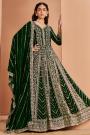 Dark Green Georgette Embroidered Anarkali Set