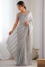 Grey Georgette Sequin Embroidered Saree