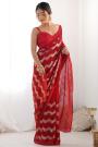 Red Georgette Sequin Embroidered Saree