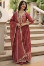 Brick Red Georgette Embroidered Anarkali Set