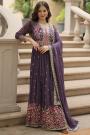 Plum Georgette Embroidered Anarkali Set