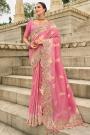 Pink Tissue Silk Embroidered Saree