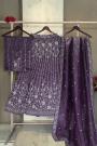 Deep Purple Organza Silk Embroidered Lehenga Set