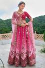 Magenta Pink Silk Embroidered Lehenga Set