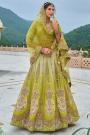 Lime Green Silk Embroidered Lehenga Set