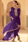 Violet Crepe Silk Embroidered Kurta Set With Dhoti Pants