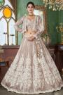 Champagne Net Embroidered Lehenga Set With Jacket