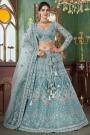 Soft Blue Net Hand Embroidered Lehenga Set