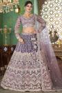 Lilac Net Hand Embroidered Lehenga Set