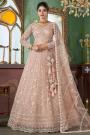 Peach Net Embroidered Lehenga Set