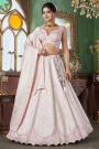 Soft Pink Jacquard Silk Hand Embroidered Lehenga Set