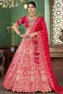 Red Jacquard Silk Hand Embroidered Lehenga Set