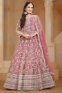 Rosewood Pink Net Embroidered Anarkali Dress