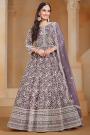 Lilac Net Embroidered Anarkali Dress