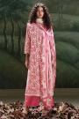 Pink & White Cotton Printed Kurta Set With Chiffon Dupatta