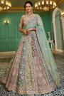 Pastel Multicolor Net Embroidered Lehenga Set With Belt